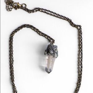 Handmade Raw Quartz Crystal & Pyrite Pendant